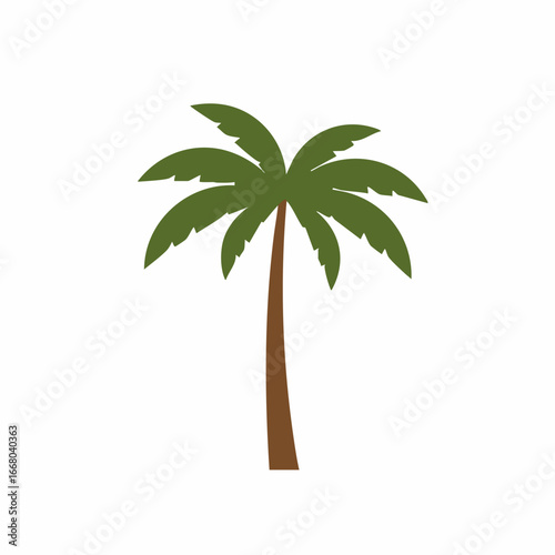Simple Palm Tree Illustration with Green Leaves and Brown Trunk