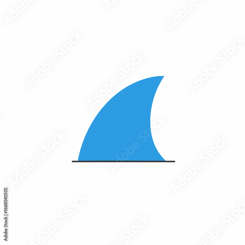 Simple, Vivid Blue Shark Fin Icon