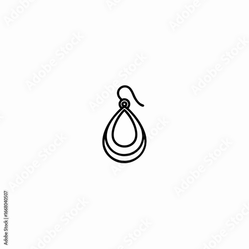 Minimalist Black Outline of Elegant Teardrop Dangle Earring