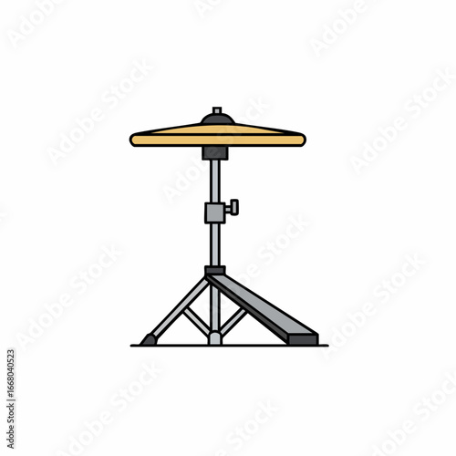 Stylized Cymbal Stand with Golden Cymbal and Gray Accents, Musical Instrument