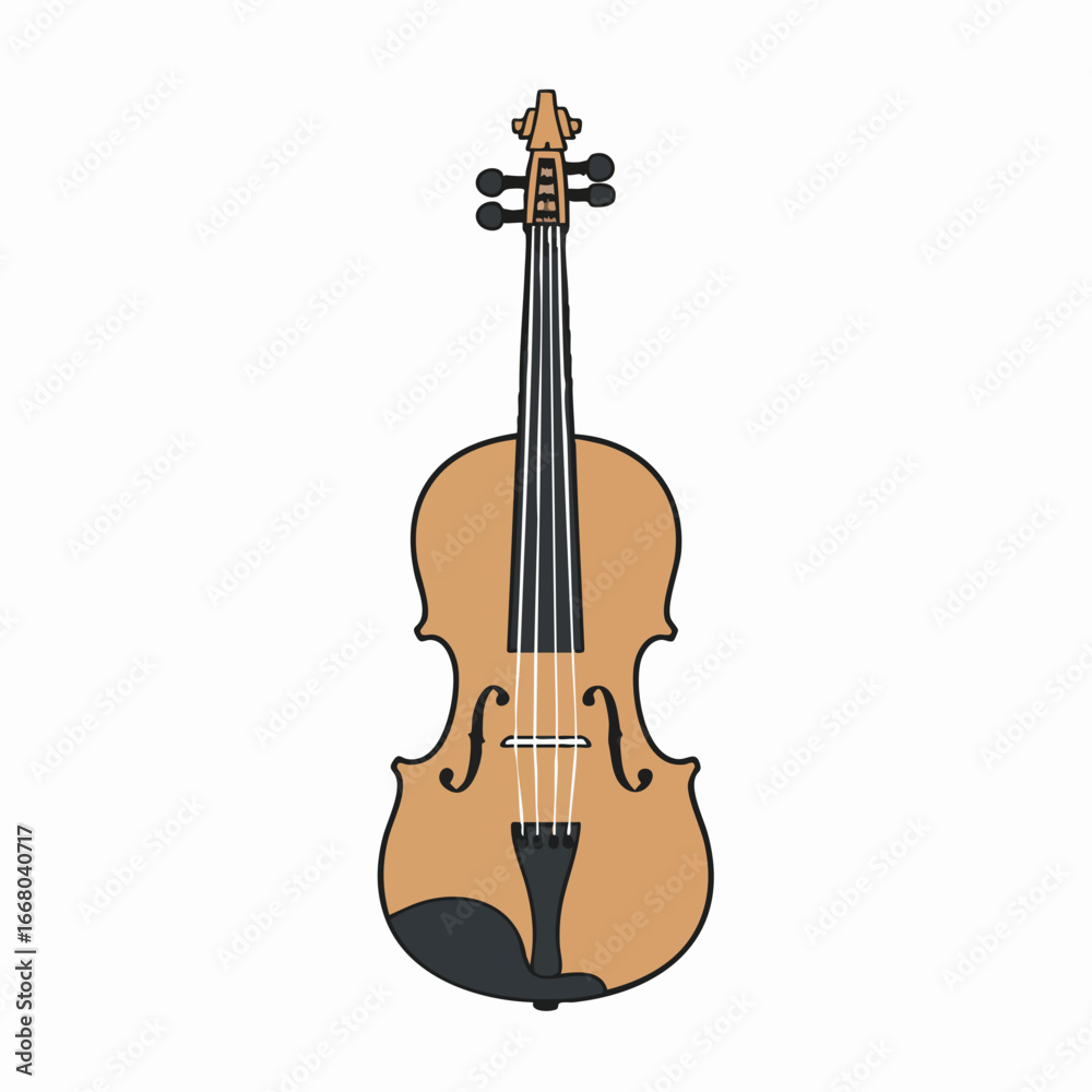 Fototapeta premium Detailed Illustration of a Classic Violin with Strings and F-Holes