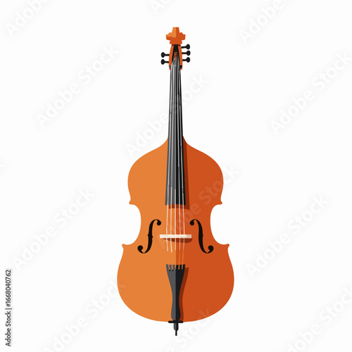 Detailed Illustration of a Classic Upright Bass Instrument.