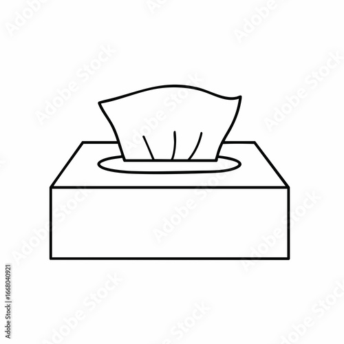 Minimalist Line Art: Rectangular Tissue Box with Emerging Tissues