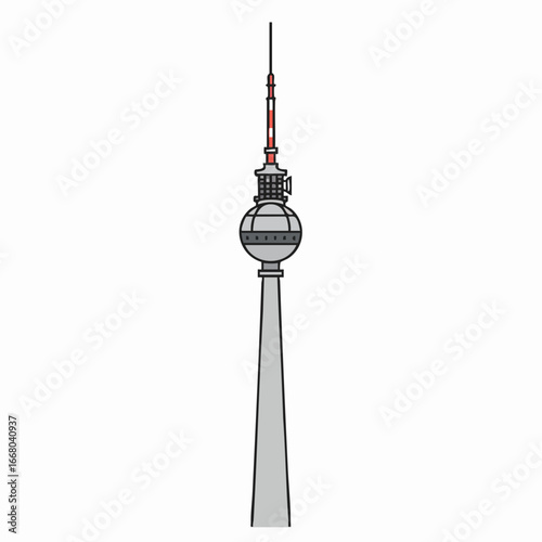 Berlin Television Tower Illustrated Icon: Detailed Line Art Representation