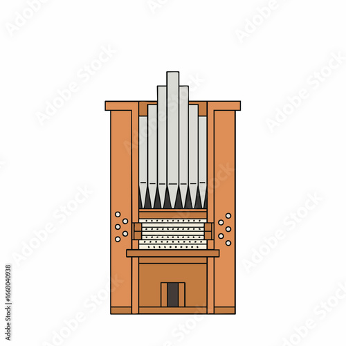 Detailed Illustration of a Classic Pipe Organ