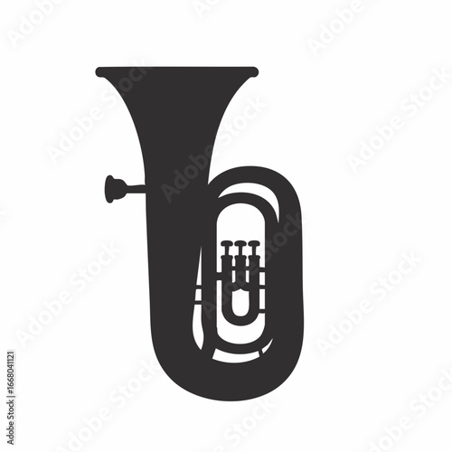Silhouette of a Tuba, Musical Instrument, Black and White Design