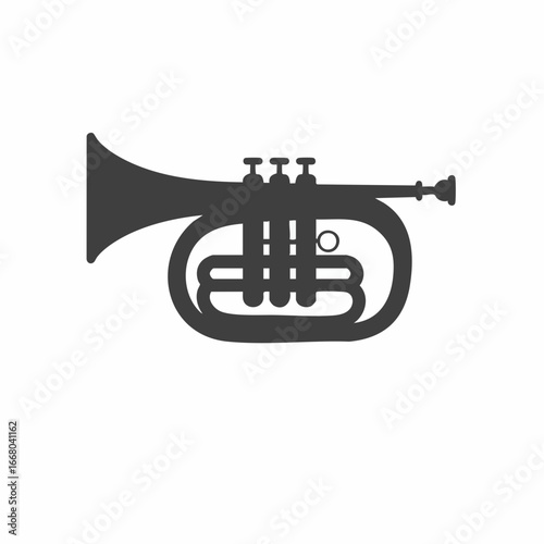 Silhouette of a Detailed Brass Instrument with Valves and Bell