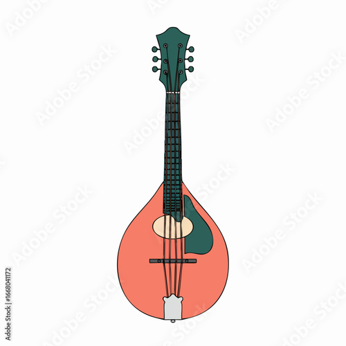 Detailed Illustration of a Colorful Mandolin with Unique Design