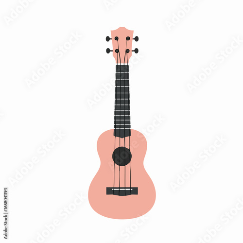 Pale Pink Ukulele with Dark Grey Fretboard and Tuning Pegs