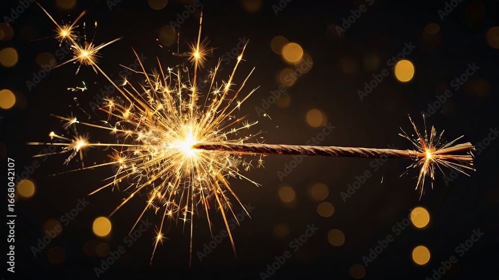 Obraz premium Golden Sparkler Glow for New Year Celebration - 2