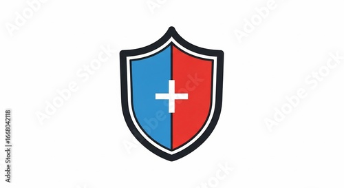 Free Download Bicolor Shield with Medical Plus Sign Symbolizing Health Protection and Security. - GFXLoad