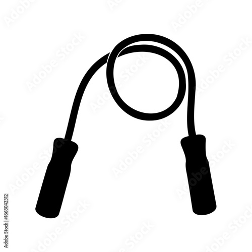 Black and white illustration of jump rope for workout and training