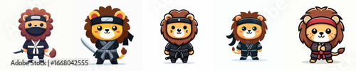 cute lion vector in ninja costume
