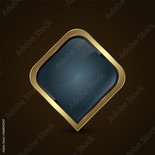Special shape in Luxury gold and premium element for banner, Button, symbol. An elegant High level button vector design for website UI in sleek metallic black glossy