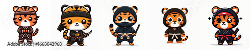 cute tiger vector in ninja costume