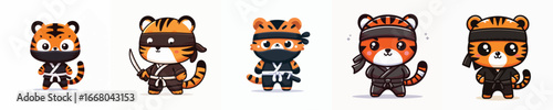 cute tiger vector in ninja costume