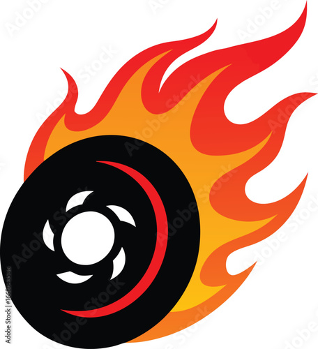 fire flames on white car wheels