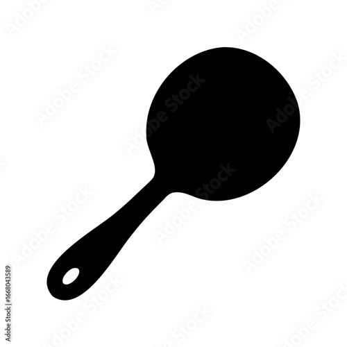 Silhouette of a cooking spoon with a hole for hanging on white