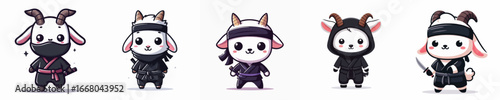 cute goat vector in ninja costume
