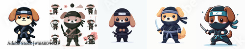 cute dog vector in ninja costume