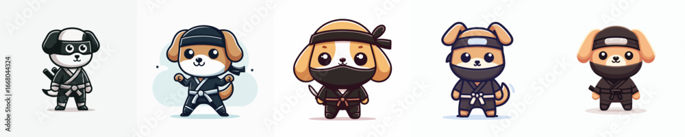 Obraz premium cute dog vector in ninja costume