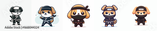 cute dog vector in ninja costume