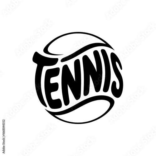 Creative tennis-themed design showcasing playful lettering with a green hue and a ball accent, perfect for sports enthusiasts