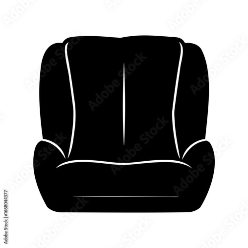 Simple black and white icon of a comfortable armchair isolated object