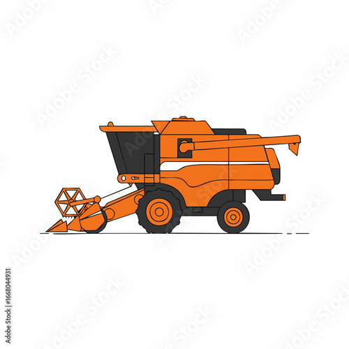 Orange Combine Harvester with Black Accents and Geometric Design