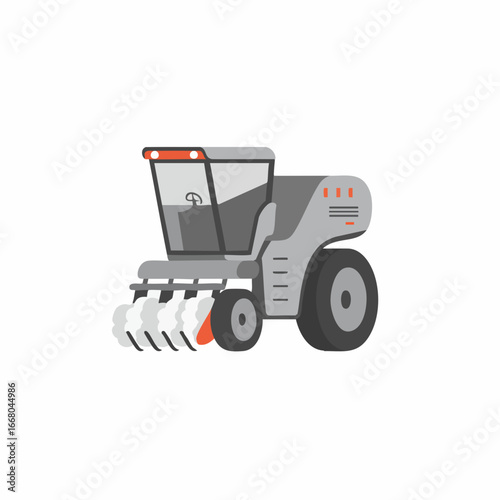 Gray Agricultural Harvester with Detailed Components