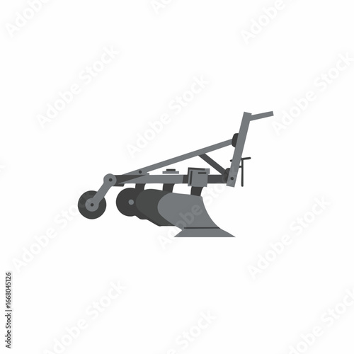 Detailed Illustration of a Gray Agricultural Plow on a Transparent Background
