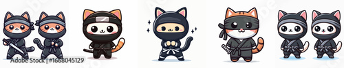 cute cat vector in ninja costume