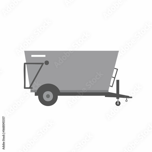 Gray Farm Trailer with Tow Hitch and Side Ladder, Minimalist Design