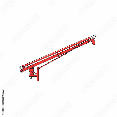Red Agricultural Conveyer Boom, Side View Illustration