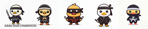 cute duck vector in ninja costume