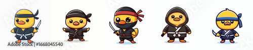 cute duck vector in ninja costume