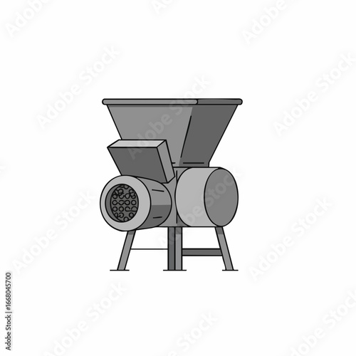 Detailed Illustration of a Meat Grinder with Distinctive Features