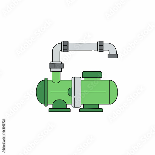 Simple Line Art Illustration of a Green Water Pump