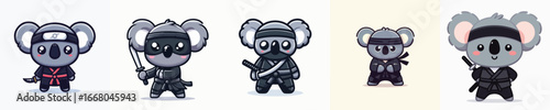 cute koala vector in ninja costume