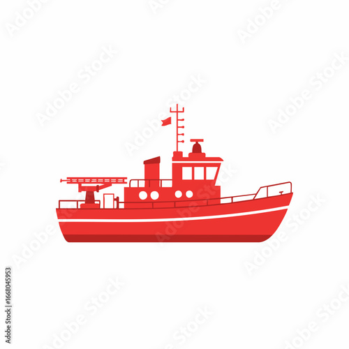 Simple Illustration of a Red Fireboat