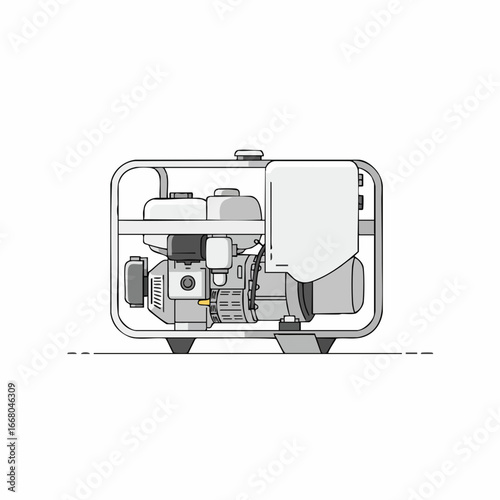 Simple Line Art Illustration of a Portable Generator