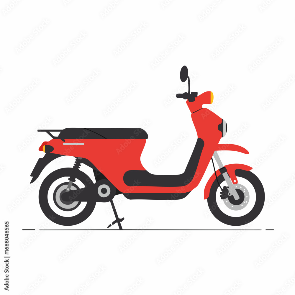 Obraz premium Sleek Red Electric Scooter Illustration with Modern Design and Details