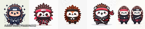 cute hedgehog vector in ninja costume