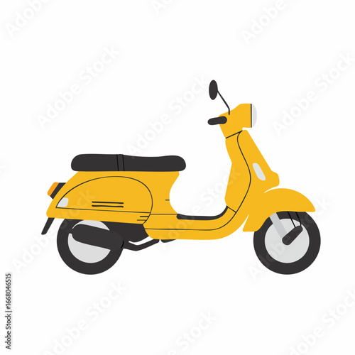 Side View of a Vibrant Yellow Retro Scooter