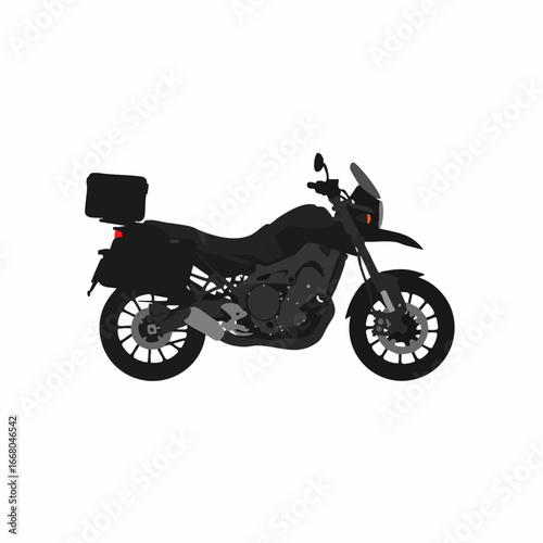 Side View of a Dark Motorcycle with Luggage Rack