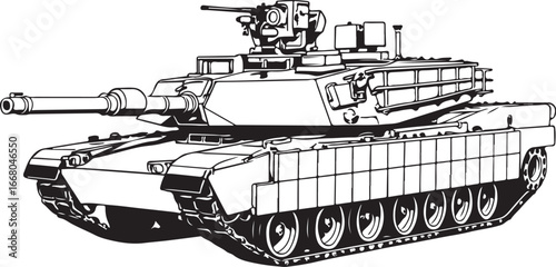 M1 Abrams Main Battle Tank Silhouette Vector Illustration