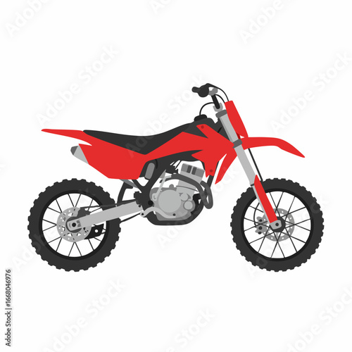 Vibrant Red and Black Dirt Bike Illustration on White Background
