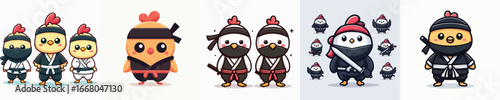 cute chicken vector in ninja costume