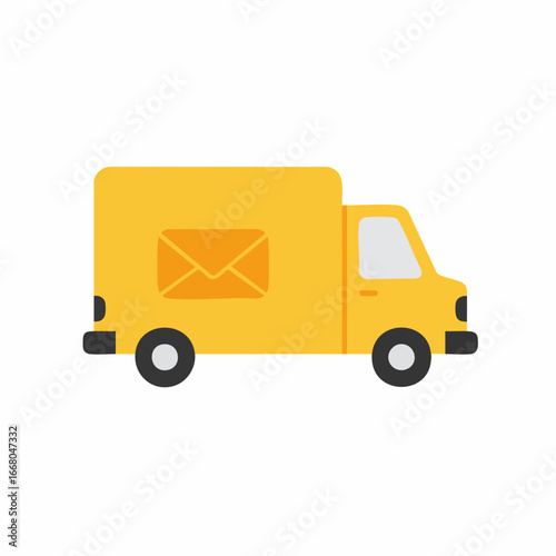 Yellow Delivery Truck Icon with Envelope Graphic