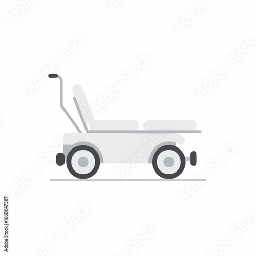 Simple, Minimalist Illustration of a Hospital Gurney with Wheels.
